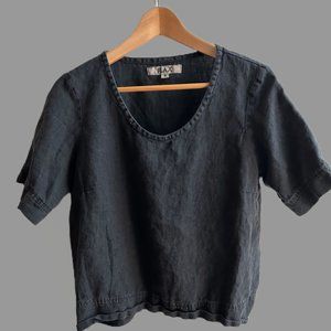 Flax Linen Scoop Neck Pull Over Top